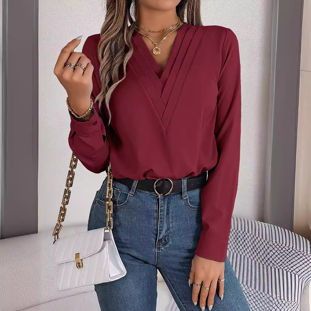 Stacked V-neck Blouse