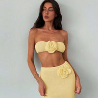 Halter Knit Hollow-Out Two-Piece Set