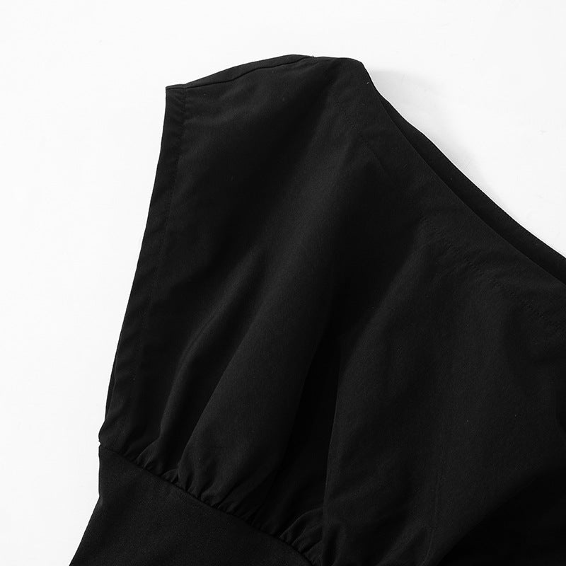 Women Clothing Elegant Solid Color Waist Tight Slim Fit Dress