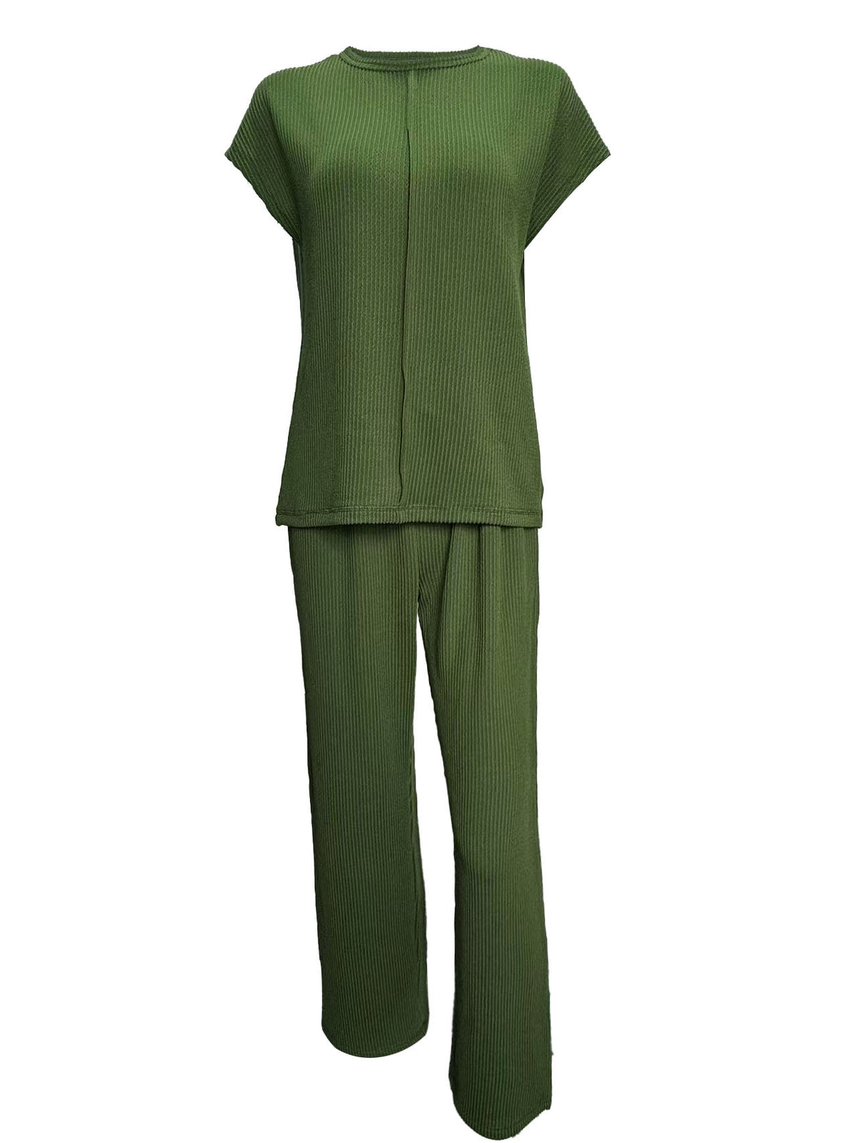 3/4 Sleeve Shirt &amp; Wide-Leg Pants Two-Piece Set