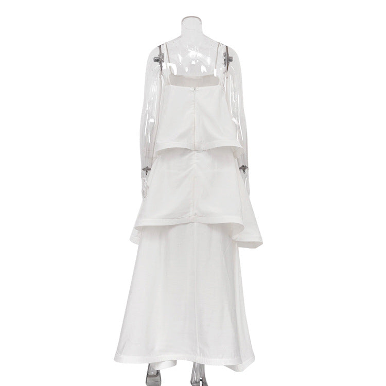 French Satin Drape Sleeveless Dress