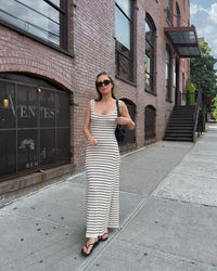 Striped Contrast Color Beach Vacation Dress