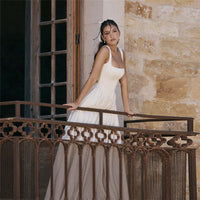 French Square Collar Backless Dress