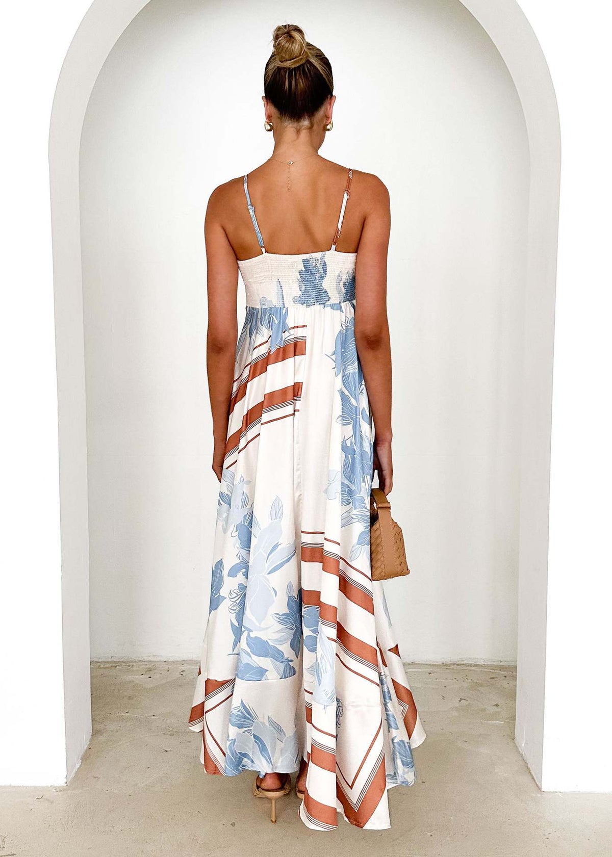 Summer Printed Backless Sexy Suspenders Large Swing High Waist Dress Women