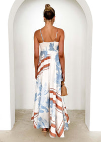 Summer Printed Backless Sexy Suspenders Large Swing High Waist Dress Women