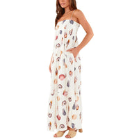 Spring Summer Suspender Printed Layered Dress