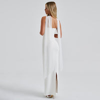 Cinched Waist Tube Top Long Dress