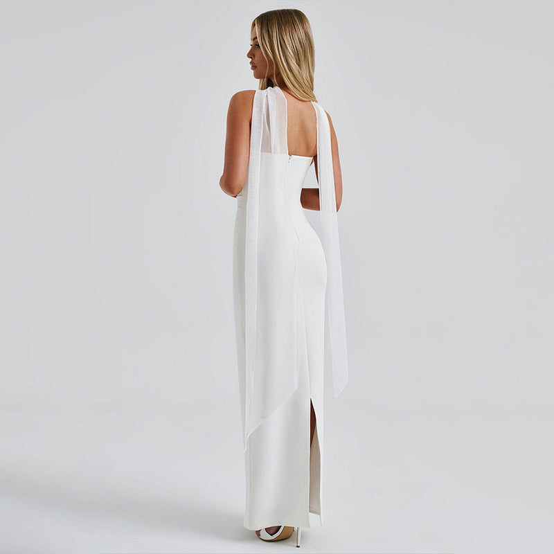 Cinched Waist Tube Top Long Dress
