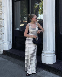 Striped Contrast Color Beach Vacation Dress