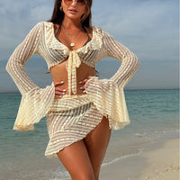 Lace Mesh Four-Piece Swimsuit Bikini 3 Piece-Set