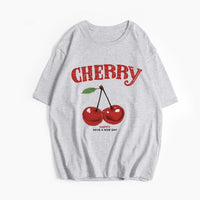 Letter Graphic Printed T shirt Women Summer Loose round Neck Cotton Short Sleeve Top