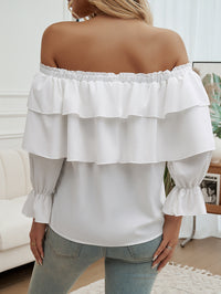 Loose Pleating Off-Shoulder Bishop Sleeves Top