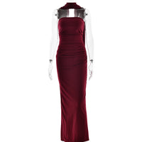 Cinched Waist Tube Top Long Dress