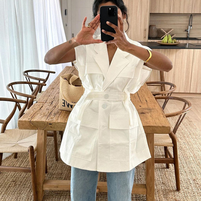 Summer Sleeveless Workwear Chic Shirt