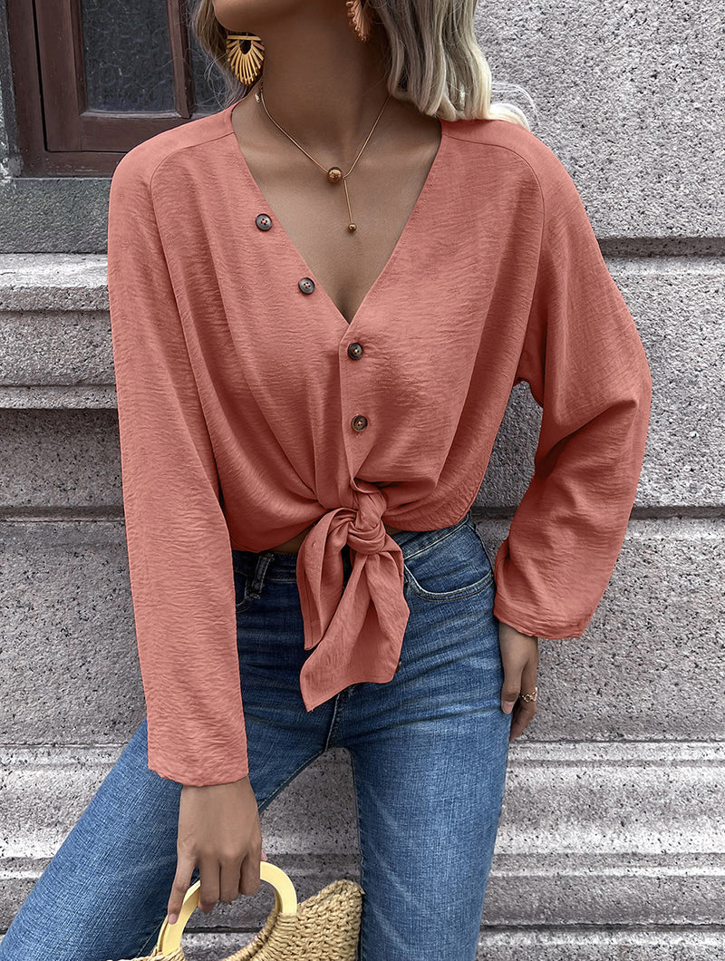 Single-Breasted Long-Sleeved Cardigan Shirt