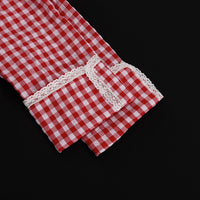 Plaid Lace-Up Top & Wide-Leg Pants Pajamas Set