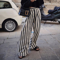 Striped Wide-Leg High-Waist Trousers