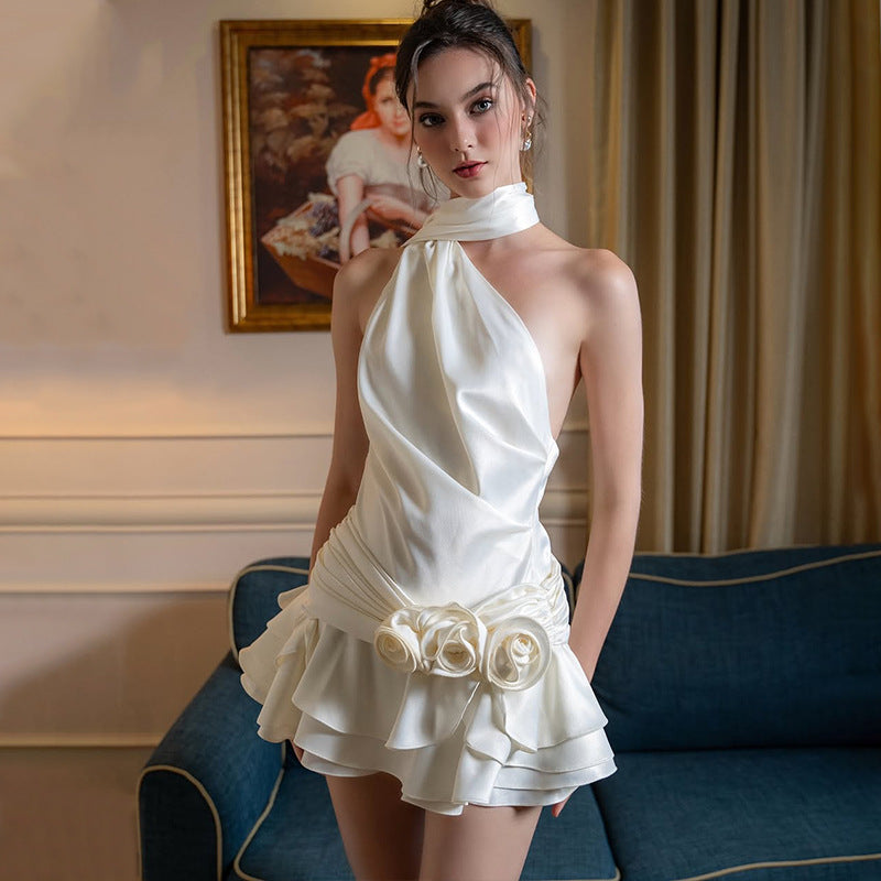 Draped Backless Sleeveless Mini Dress