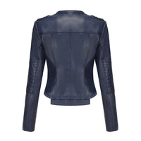 Slim Fit Long SleevSlim Fit Long-Sleeved Faux Leather Jacketed Spring Autumn Leather Jacket Women Rivet Popular Short Jacket Zipper Leather Jacket
