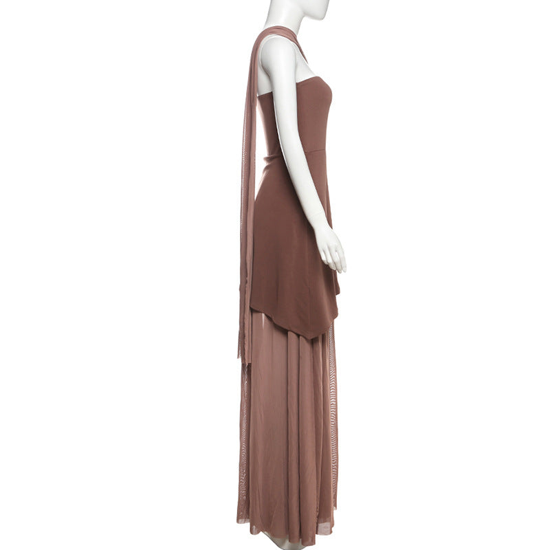 Asymmetric Cutout Slim Fit Long Dress
