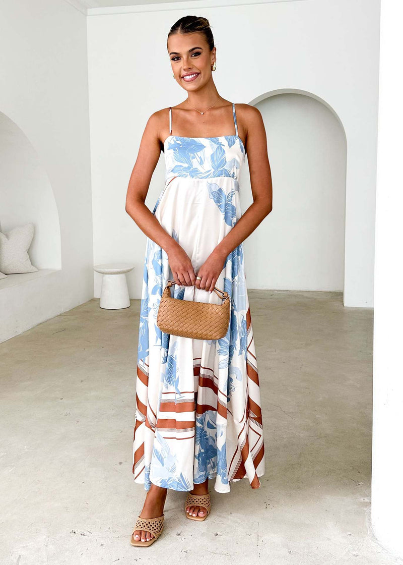 Summer Printed Backless Sexy Suspenders Large Swing High Waist Dress Women