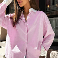 Contrast Striped Knit Polo Shirts