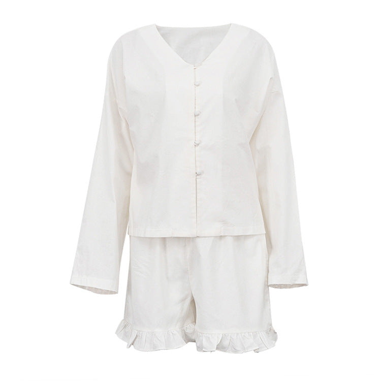 Beige Long Sleeve Shirt &amp; High Waist Shorts Two-Piece Set