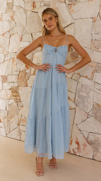 Sleeveless Splicing Sling Long Backless Lace-Up Large Swing Dress