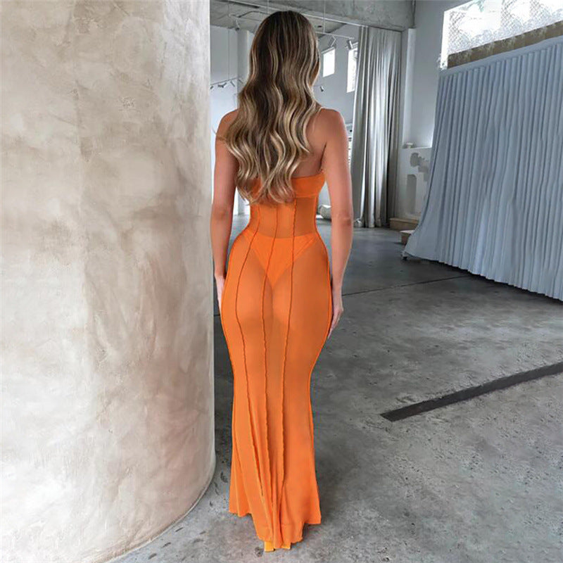 Off-Shoulder Cutout Slim Fit Long Dress