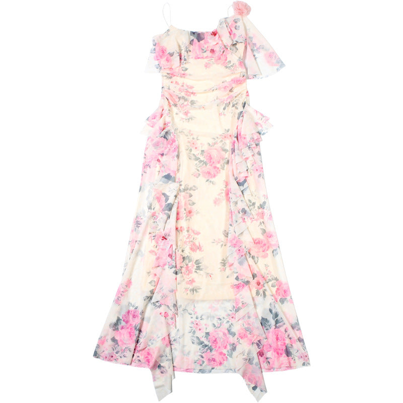 French Ruffled Off-Shoulder Dress