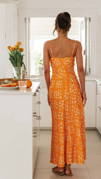 Floral V-Neck Backless Maxi Dress