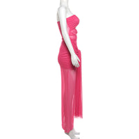 Spring Women Clothing Sexy Tube Top off Neck See through Tied Slim Fit Dress for Women