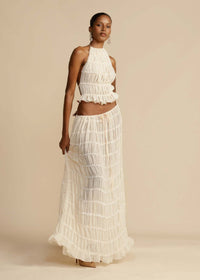 Backless Lace-Up Halterneck Sling Top Set