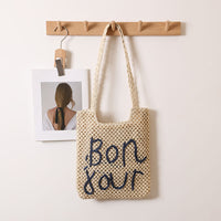 Letter Concave Bag Beige and Blue Letters