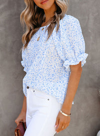 Printed Puff Sleeve Blouse