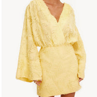 Spring Autumn Solid Color Jacquard Long Dress