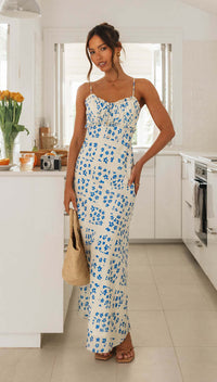Floral V-Neck Backless Maxi Dress