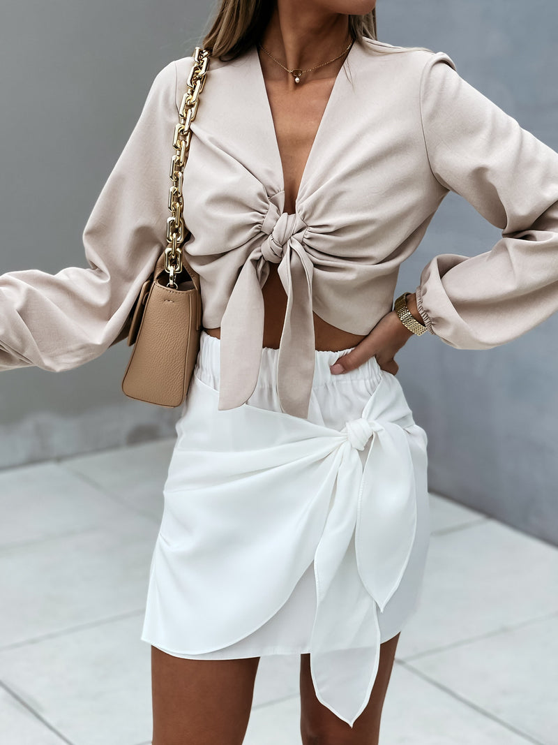 Casual Lace-Up Mini Skirt