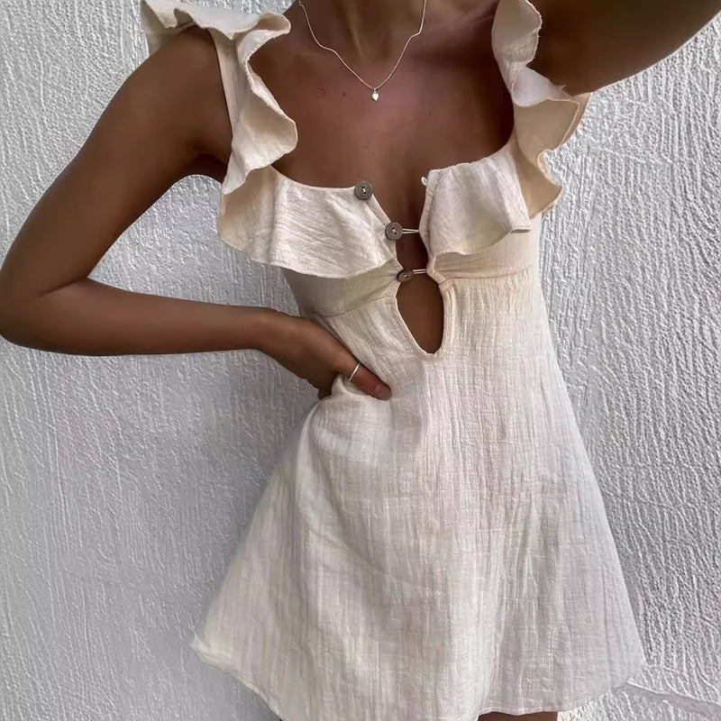 Ruffled Spaghetti Strap Mini Dress
