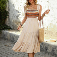 Summer Suspender A-Line Swing Stitching National Dress