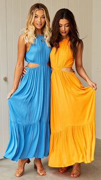 Spring Summer Elegant Halter Rayon Long Dress