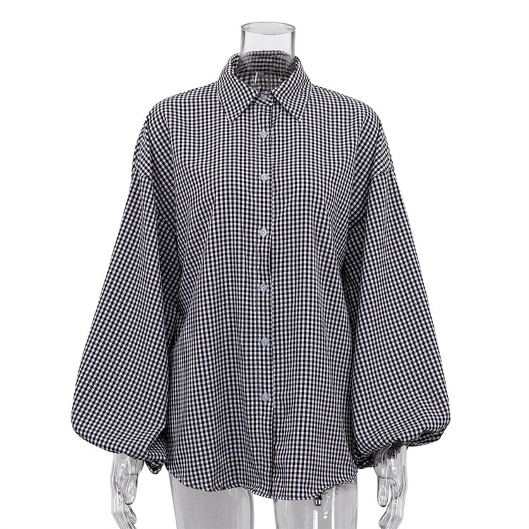 Long-Sleeved Plaid Shirt