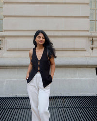 Slim V-Neck Top & Pleated Skirt Set
