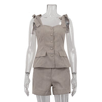 Cotton Bow Strap Top &amp; Shorts Set