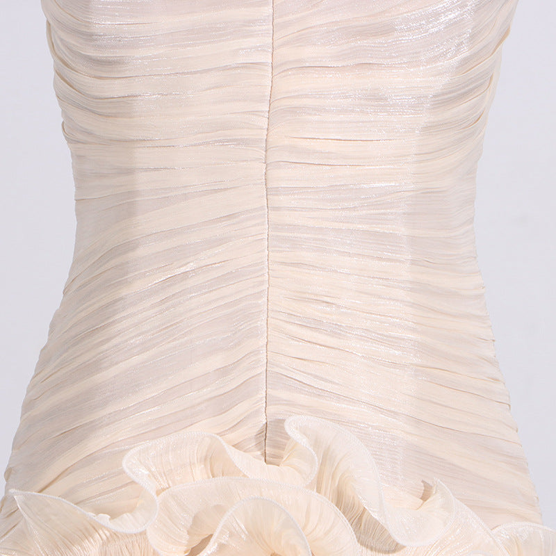 Spring off Neck Bandeau Slim Fit Slimming Three Dimensional Floral Hip Bandage Dress Women