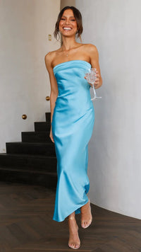 Cutout Backless Tube Top Midi Dress