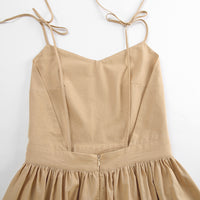 French Cotton Linen High-Waist Maxi Dress