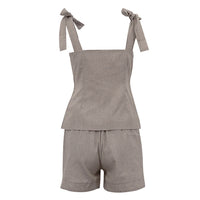 Cotton Bow Strap Top &amp; Shorts Set