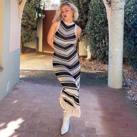 Striped Tassel Bodycon Knit Dress