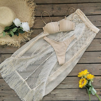 Bikini Half-Length Tulle Skirt Tassel Three-Piece Set